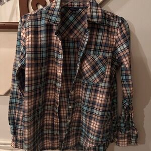 Aeropostale Plaid Button Down Shirt - Blue and Brown